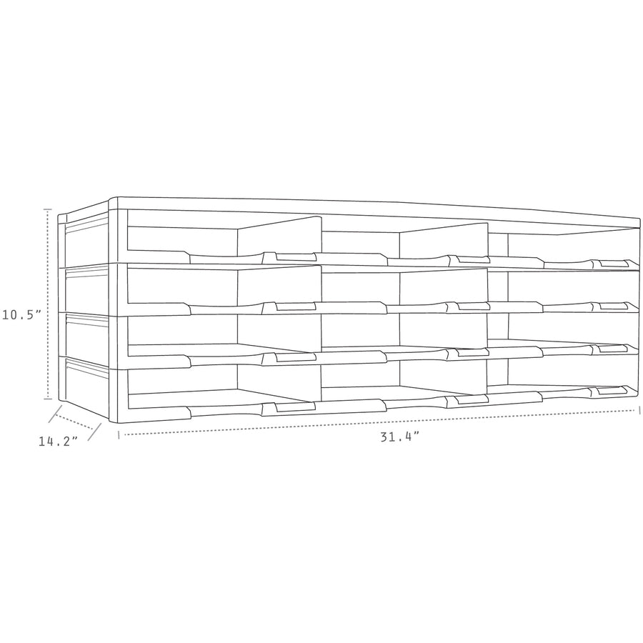 Storex 12-compartment Organizer - 6000 x Sheet - 12 Compartment(s) - Compartment Size : 9.50" x 12" - 10.50" Height x 14.13" Width31.38" Length - 100% Recycled - Gray - Polystyrene - 1 Each