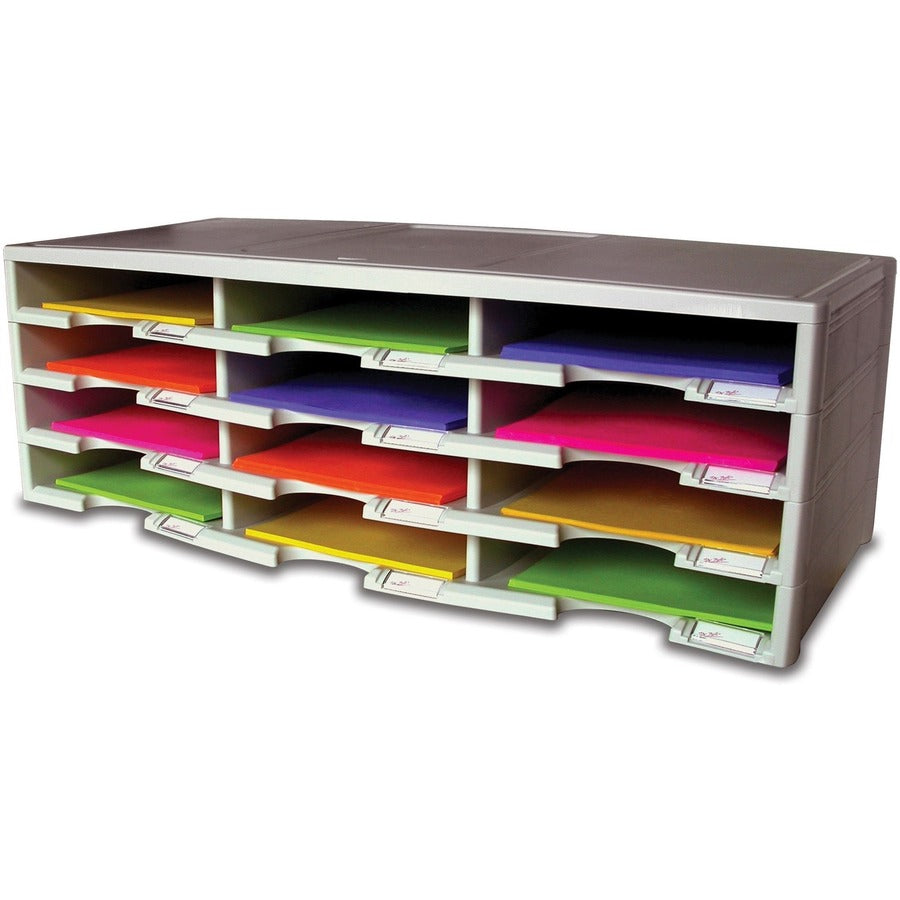 Storex 12-compartment Organizer - 6000 x Sheet - 12 Compartment(s) - Compartment Size : 9.50" x 12" - 10.50" Height x 14.13" Width31.38" Length - 100% Recycled - Gray - Polystyrene - 1 Each