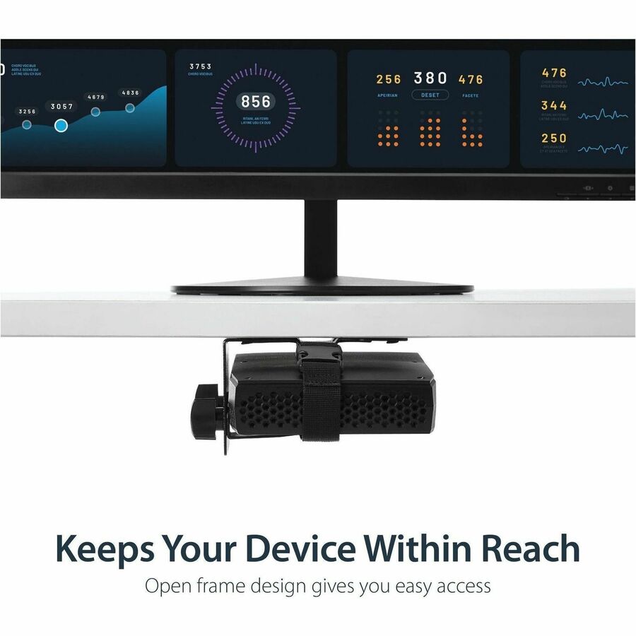 StarTech.com ACCSMNT Mounting Bracket for CPU, Thin Client, Docking Station, USB Hub, Monitor, Mac mini, Mini PC - Black