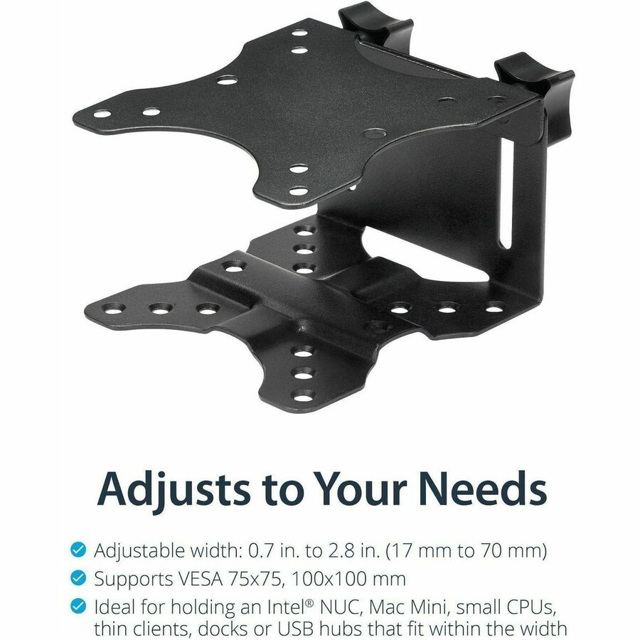 StarTech.com ACCSMNT Mounting Bracket for CPU, Thin Client, Docking Station, USB Hub, Monitor, Mac mini, Mini PC - Black