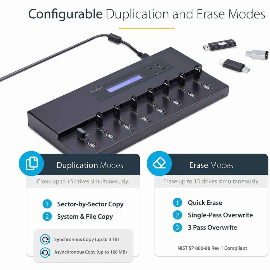StarTech.com 1:15 Standalone USB Duplicator and Eraser - for USB Flash Drives
