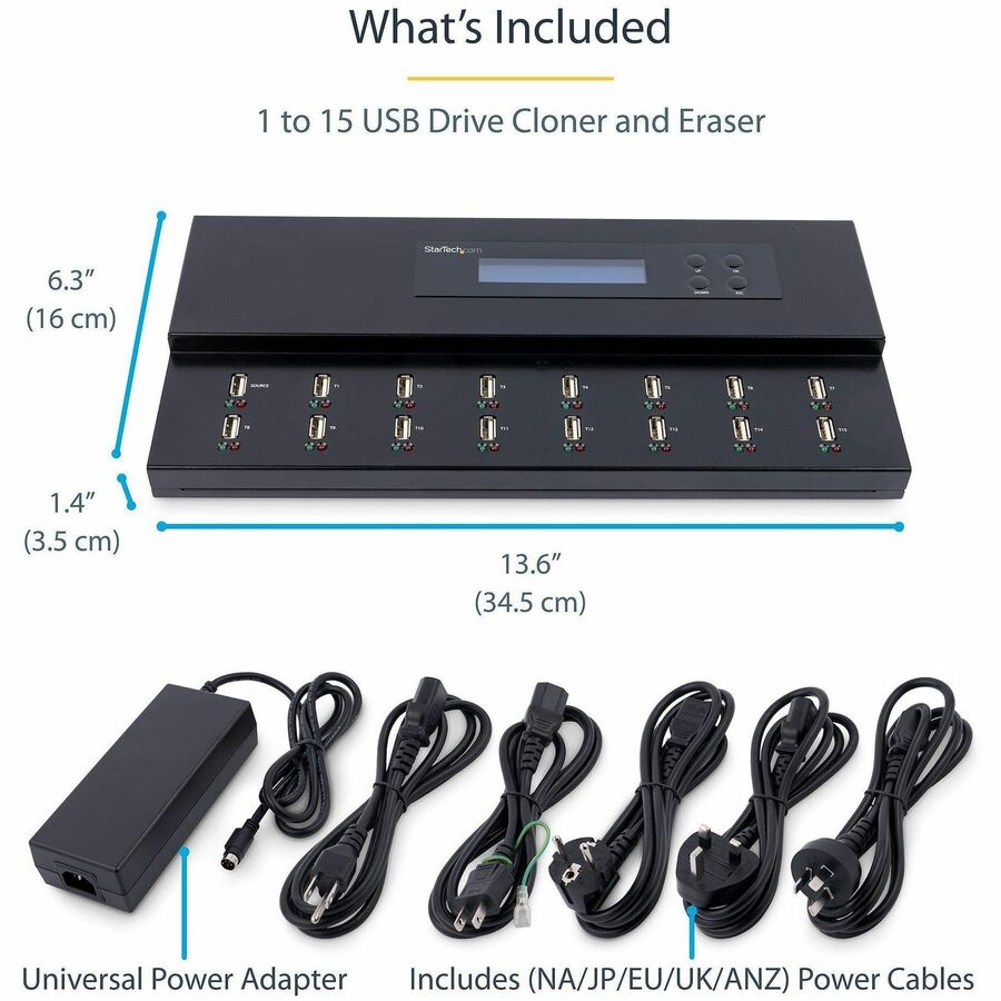 StarTech.com 1:15 Standalone USB Duplicator and Eraser - for USB Flash Drives