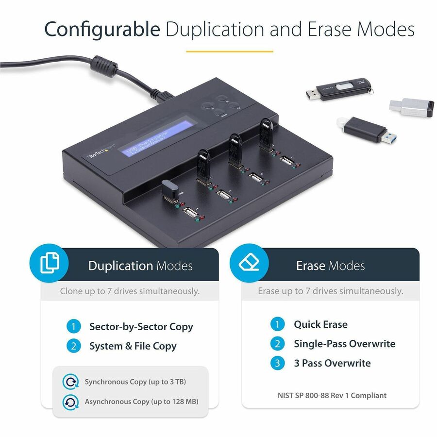 StarTech.com 1:7 Standalone USB Duplicator and Eraser - for USB Flash Drives