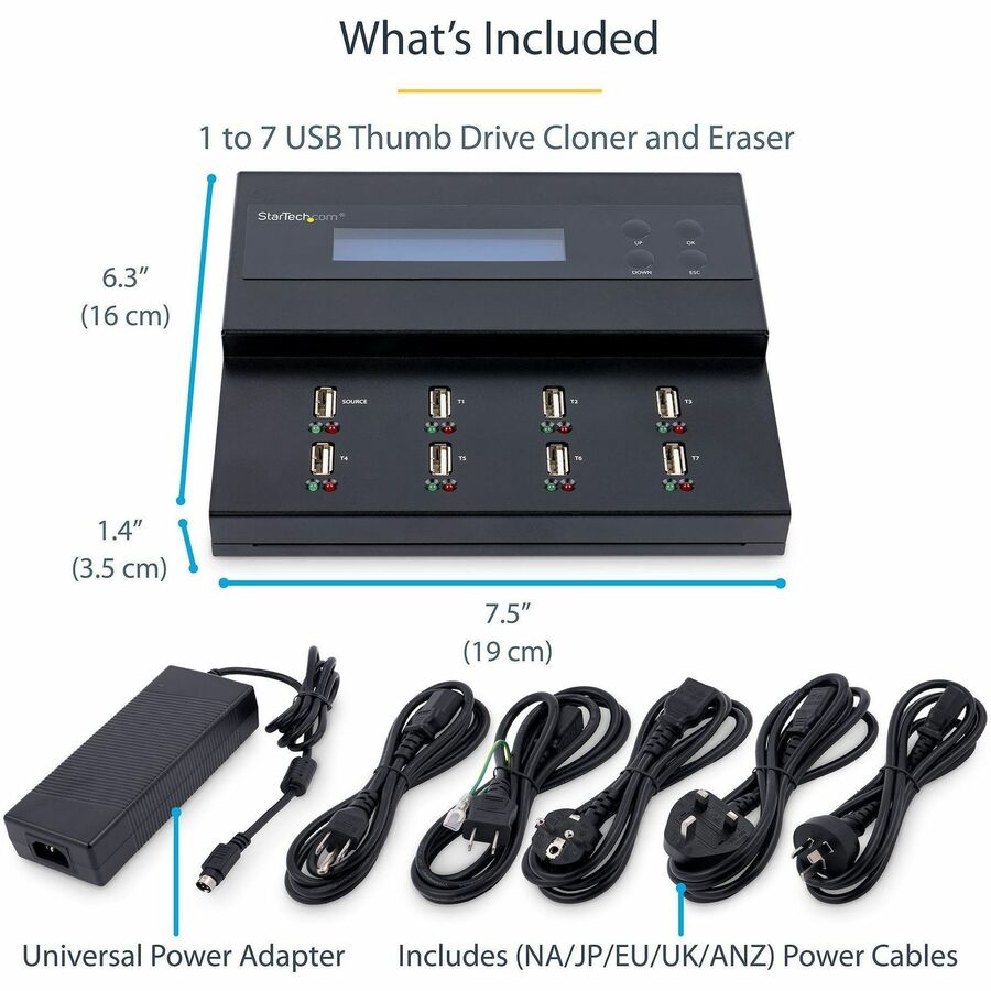 StarTech.com 1:7 Standalone USB Duplicator and Eraser - for USB Flash Drives