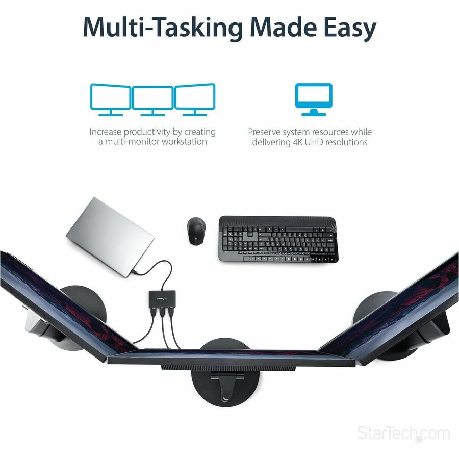 StarTech.com USB C to HDMI Multi-Monitor Adapter - 3-Port MST Hub - USB C Multi Monitor