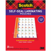 Scotch Self-Seal Laminating Pouches, Letter Size, 9" x 11.5", 9.5 mil Thick, Thick Gloss, Clear, Acid-Free, Photo-Safe, Double Sided, 25 Pack