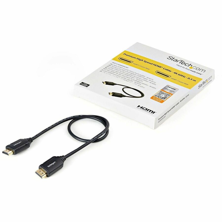 StarTech.com Premium High Speed HDMI Cable with Ethernet - 4K 60Hz - 0.5 m