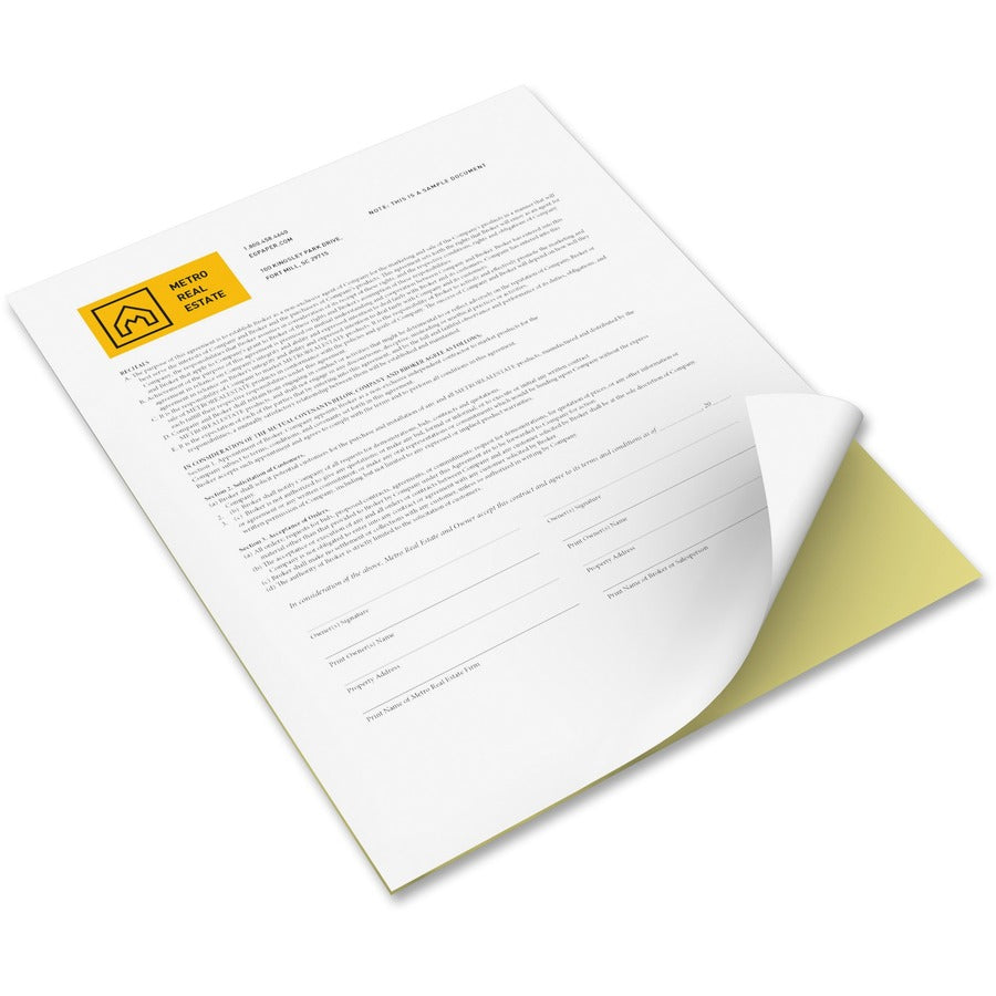 Xerox Revolution Premium Digital Carbonless Paper - Letter - 8 1/2" x 11" - Sustainable Forestry Initiative (SFI) - Capsule Control Coating - White, Canary - 2500 / Carton