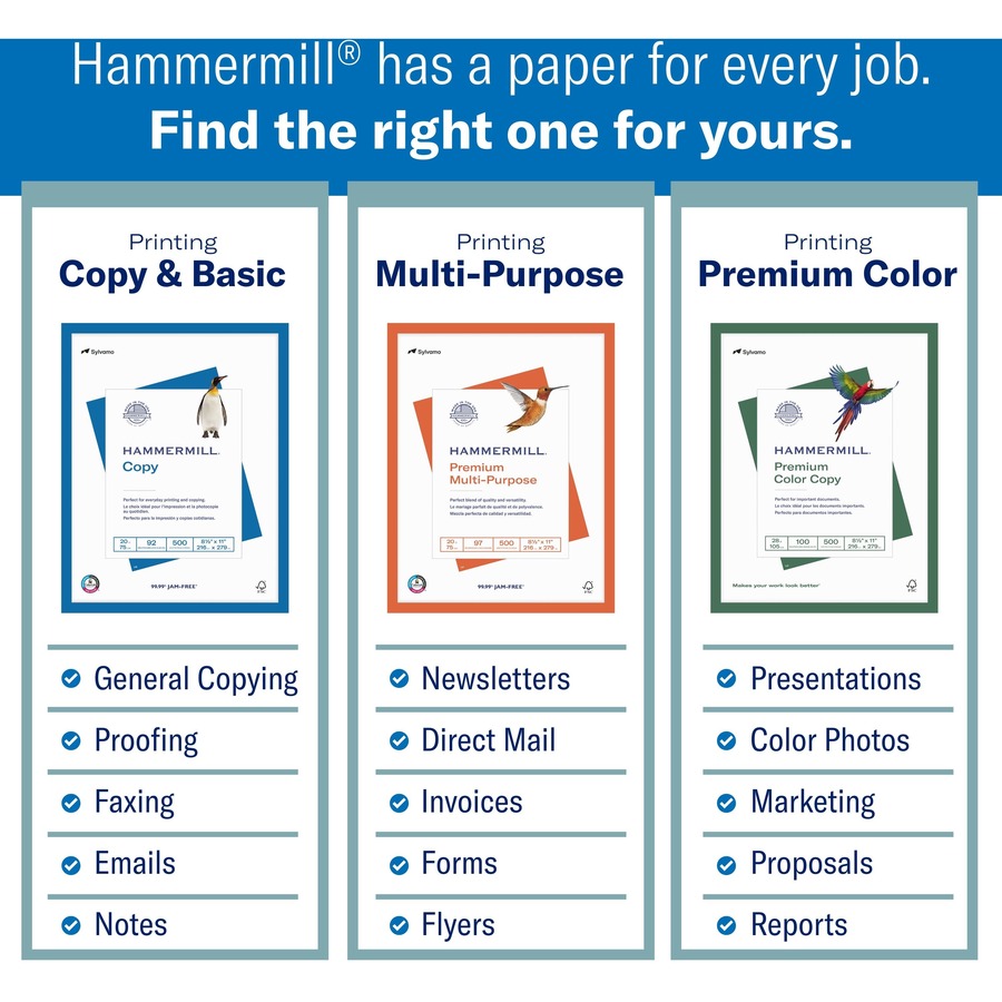 Hammermill Premium Laser Print Paper - White - 98 Brightness - Legal - 8 1/2" x 14" - 24 lb Basis Weight - Ultra Smooth - Sustainable Forestry Initiative (SFI) - White - 500 / Pack