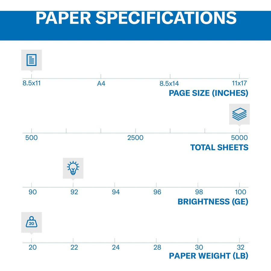 Hammermill Copy Plus Paper - White - 92 Brightness - Letter - 8 1/2" x 11" - 20 lb Basis Weight - Acid-free, Quick Drying - White - 500 / Ream