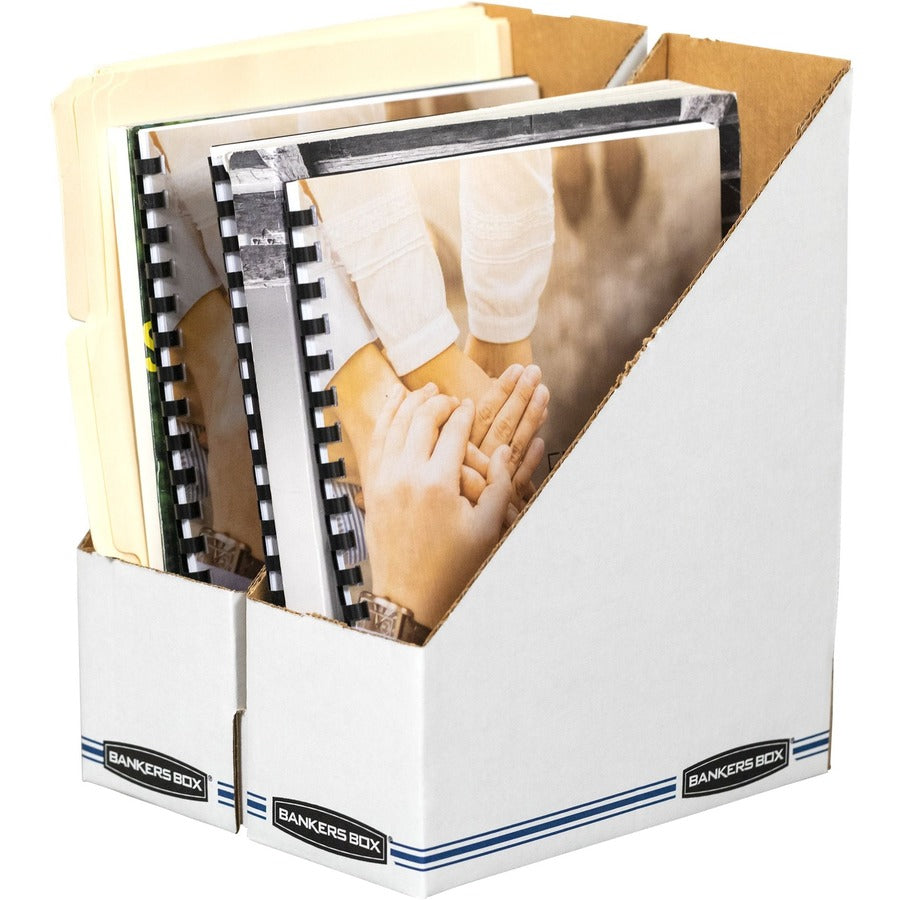 Bankers Box Stor/File&trade; Magazine Files - Letter - Blue, White - Fiberboard - 1 Each