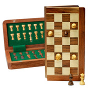 Travel Magnetic Wood Folding Chess Set, 7.625 inches