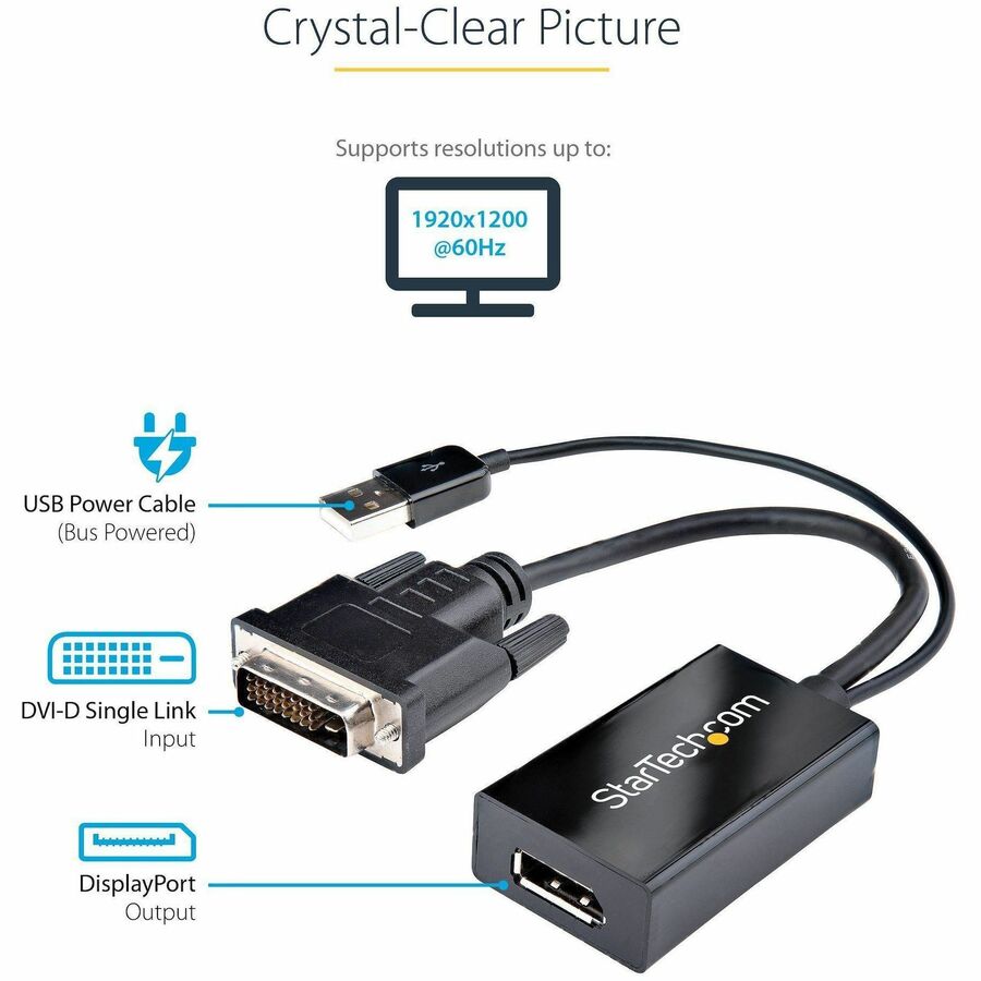 StarTech.com DVI to DisplayPort Adapter with USB Power - 1920 x 1200