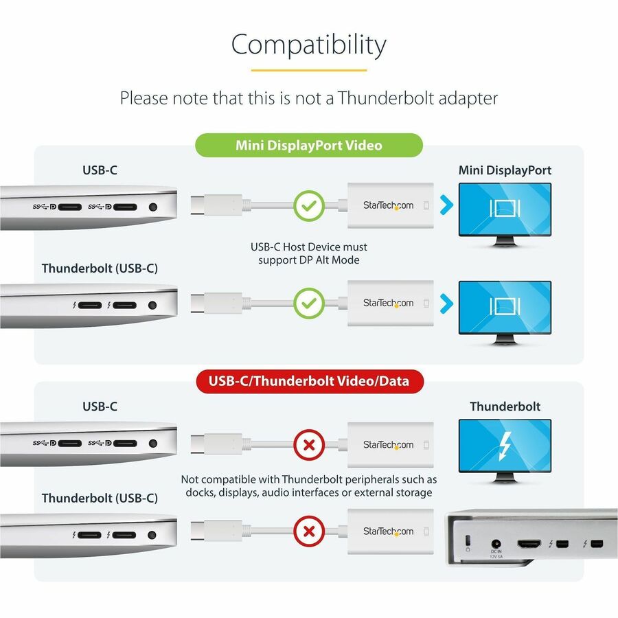 StarTech.com USB C to Mini DisplayPort Adapter - USB C to mDP Adapter - 4K 60Hz