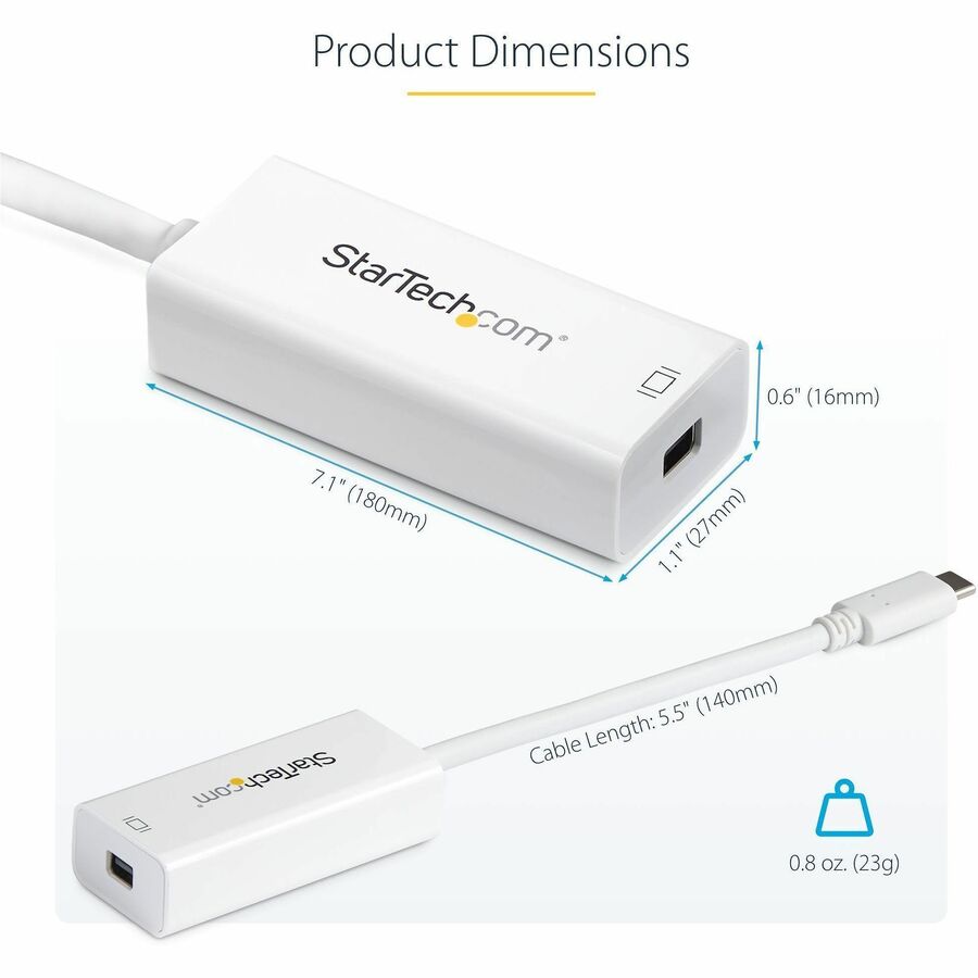 StarTech.com USB C to Mini DisplayPort Adapter - USB C to mDP Adapter - 4K 60Hz