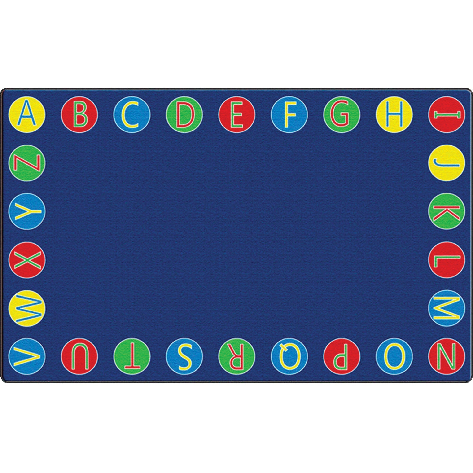 Flagship Carpets Alphabet Circles Seating Rug - 12 ft Length x 90" Width x 0.50" Thickness - Rectangle - Multicolor