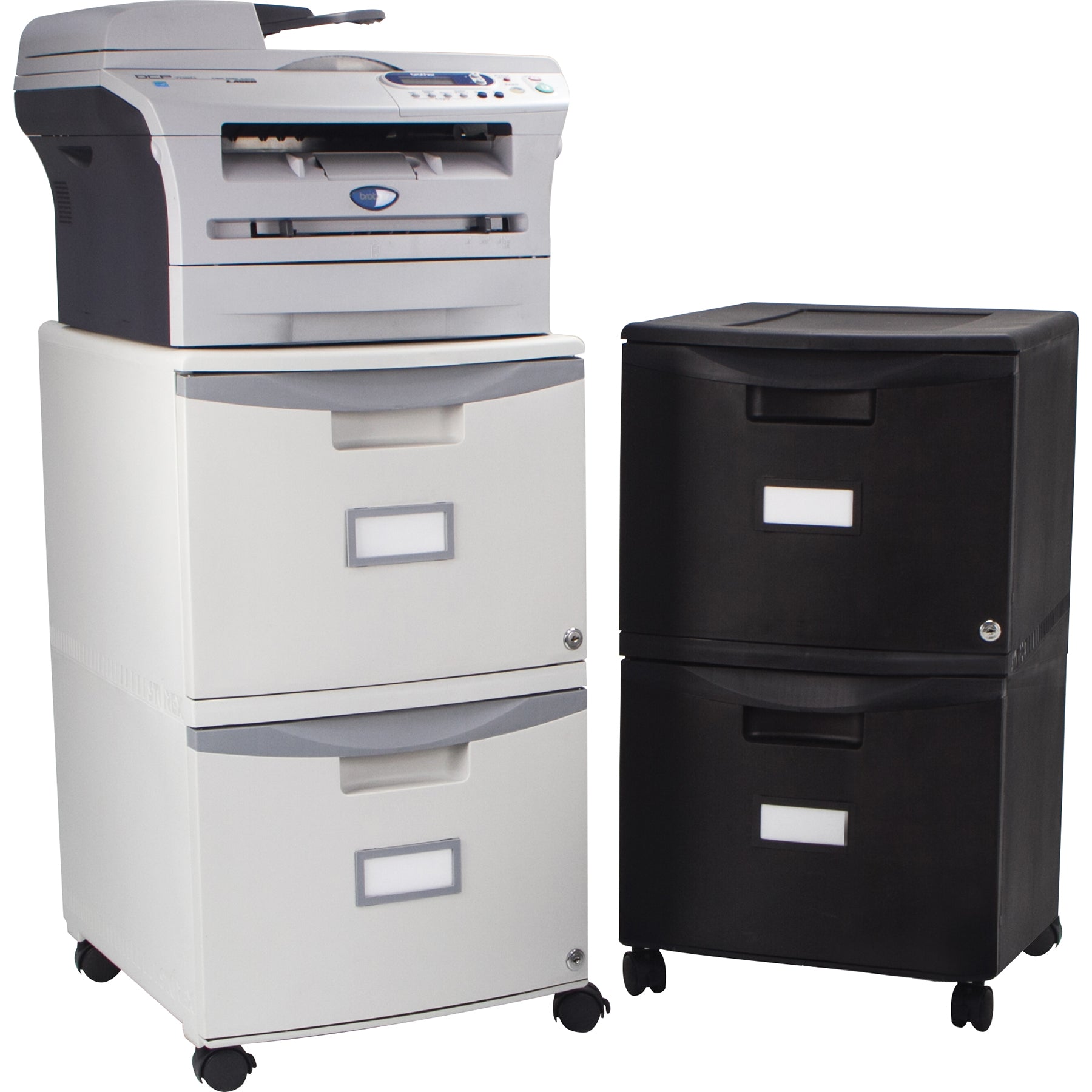 2 Drawer Mobile File Cabinet with Lock, Black & Blue