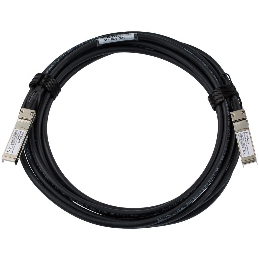 StarTech.com Twinaxial Network Cable, SFP+ to SFP+, 16.40 ft, 10 Gbit/s, Passive, Black, 1 Each