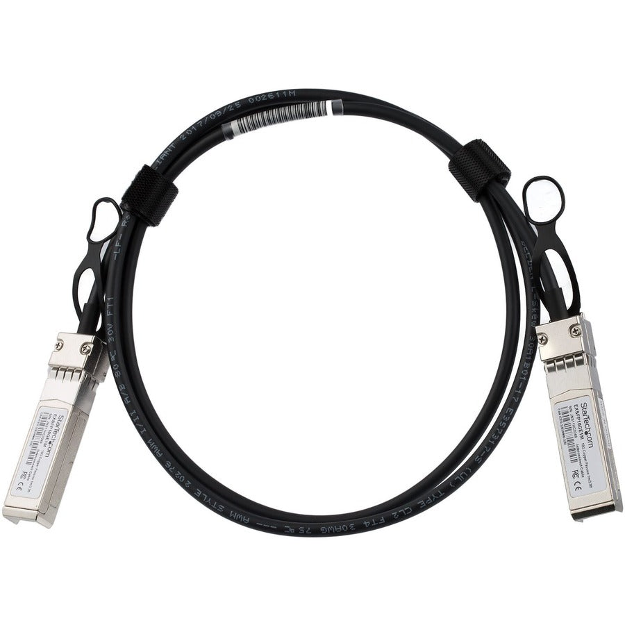 StarTech.com Twinaxial Network Cable, SFP+ to SFP+, 3.28 ft, 10 Gbit/s, 30 AWG, Black, 1 Each