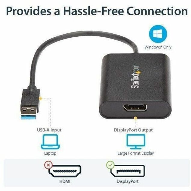 StarTech.com USB to DisplayPort Adapter - USB 3.0 - 4K 30Hz