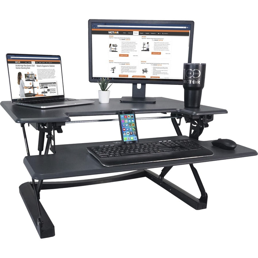 20.50" Height - Desktop, Tabletop - Wood, Steel, Laminate - Charcoal Gray, Black - Scratch Resistant