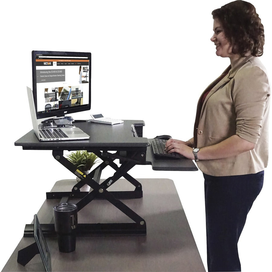 20.50" Height - Desktop, Tabletop - Wood, Steel, Laminate - Charcoal Gray, Black - Scratch Resistant