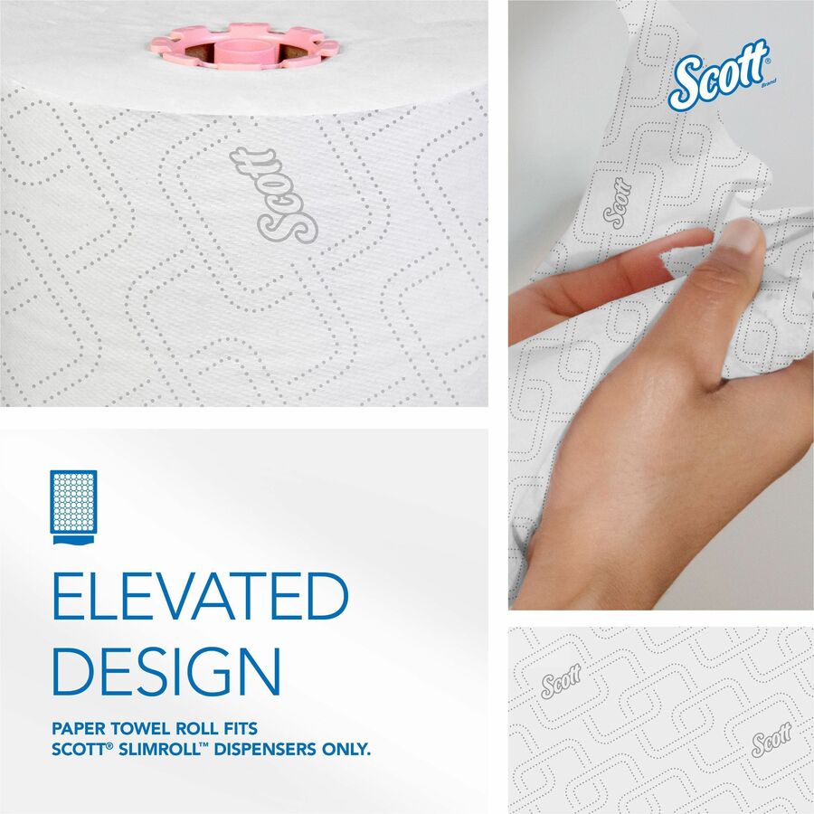 8" Width x 580 ft Length - White, Pink - Paper - 6 / Carton