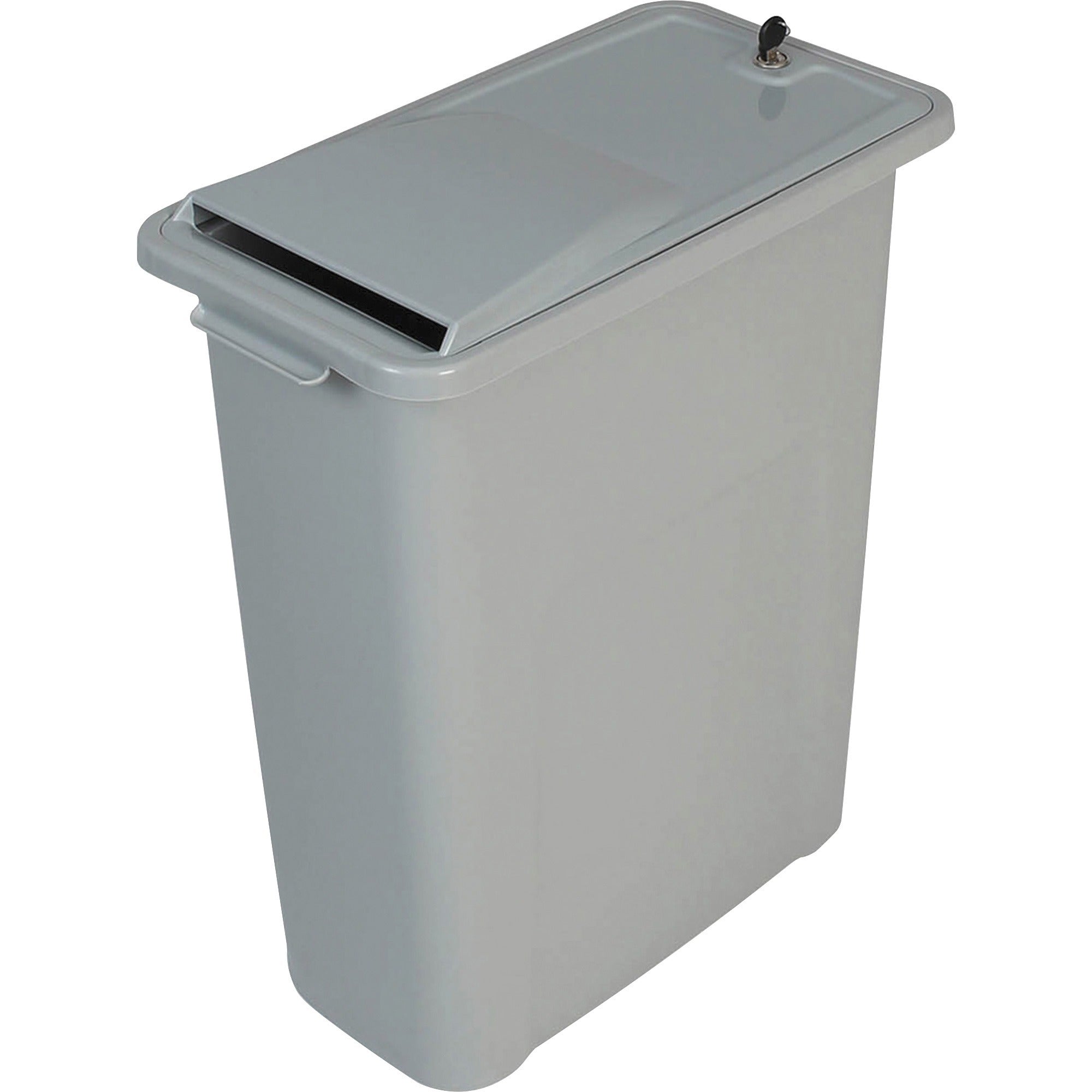 HSM Shred Disposal Bin, Tamper Proof Lid, Lockable Container, Gray, 24" x 11" x 20", 1 Each