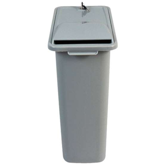 HSM Shred Disposal Bin, Tamper Proof Lid, Lockable Container, Gray, 24" x 11" x 20", 1 Each