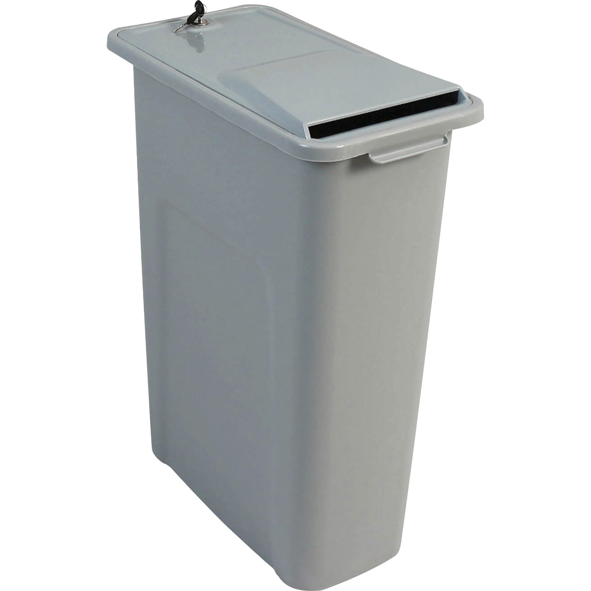HSM Shred Disposal Bin, Tamper Proof Lid, Lockable Container, Gray, 27" x 11" x 20", 1 Each