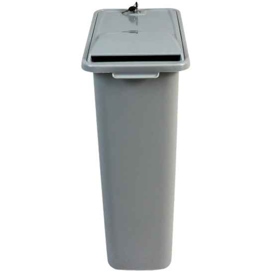 HSM Shred Disposal Bin, Tamper Proof Lid, Lockable Container, Gray, 27" x 11" x 20", 1 Each