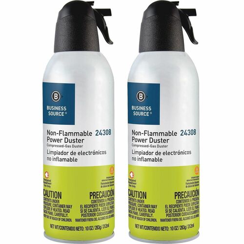 Business Source Nonflammable Power Duster - For Computer Equipment - 10 oz - Non-flammable, Ozone-safe - MultiCan - 2 / Pack