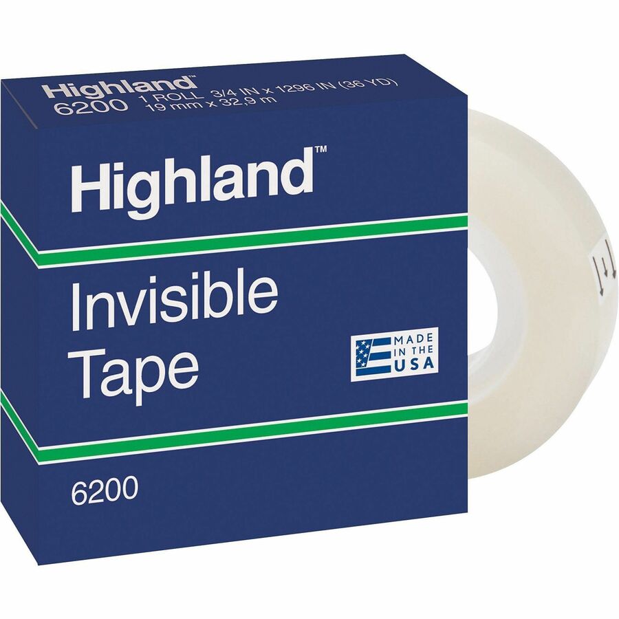 Highland 3/4"W Matte-finish Invisible Tape - 27.78 yd Length x 0.75" Width - 1" Core - Matte - Clear - For Mending, Holding, Splicing - 6/Pack - 2 / Bundle