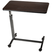 Low Overbed Table, Walnut, Adjustable Height 21"–29", 1 Quantity per Case