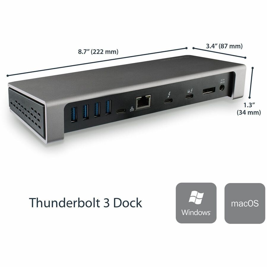 StarTech.com Dual 4K 60Hz Monitor Thunderbolt 3 Dock with 6x USB 3.0 Ports