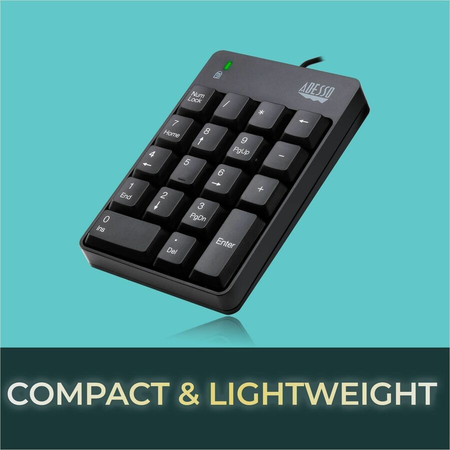 Cable Connectivity - USB Interface - 18 Key(s) - Windows 10, Windows 8, Windows 7 - English (US) - Computer - PC - Membrane Keyswitch - Black