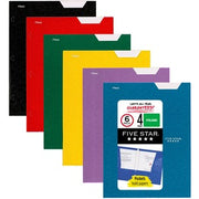 8 1/2" x 11" - 4 Pocket(s) - Paper - Black, Blue, Green, Purple, Red, Yellow - 0% Recycled - 6 / Pack
