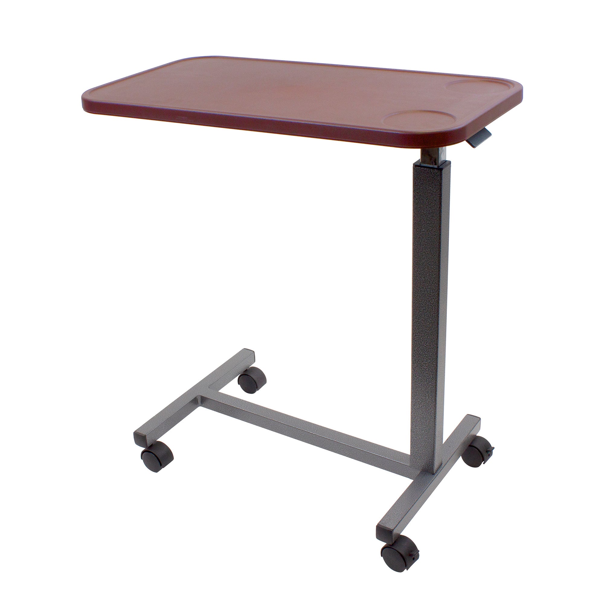 Plastic Overbed Table, Cherry, Adjustable Height 29.33"–43.30", 1 Quantity per Case