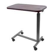 Plastic Overbed Table, Mahogany, Adjustable Height 29.33"–43.30", 1 Quantity per Case
