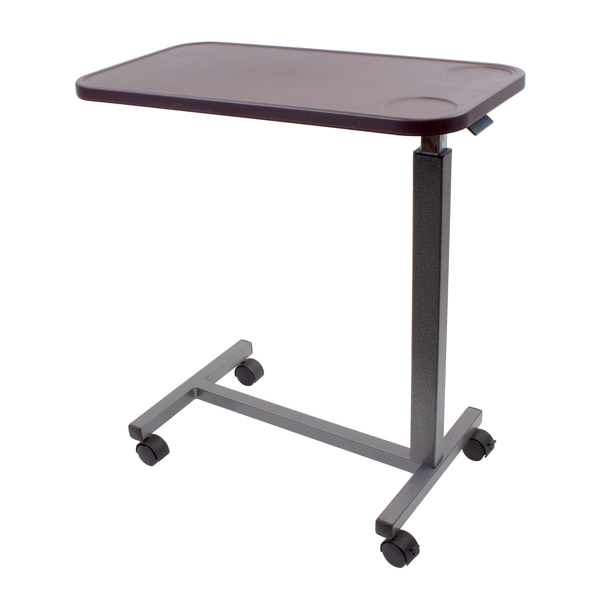 Plastic Overbed Table, Mahogany, Adjustable Height 29.33"–43.30", 1 Quantity per Case