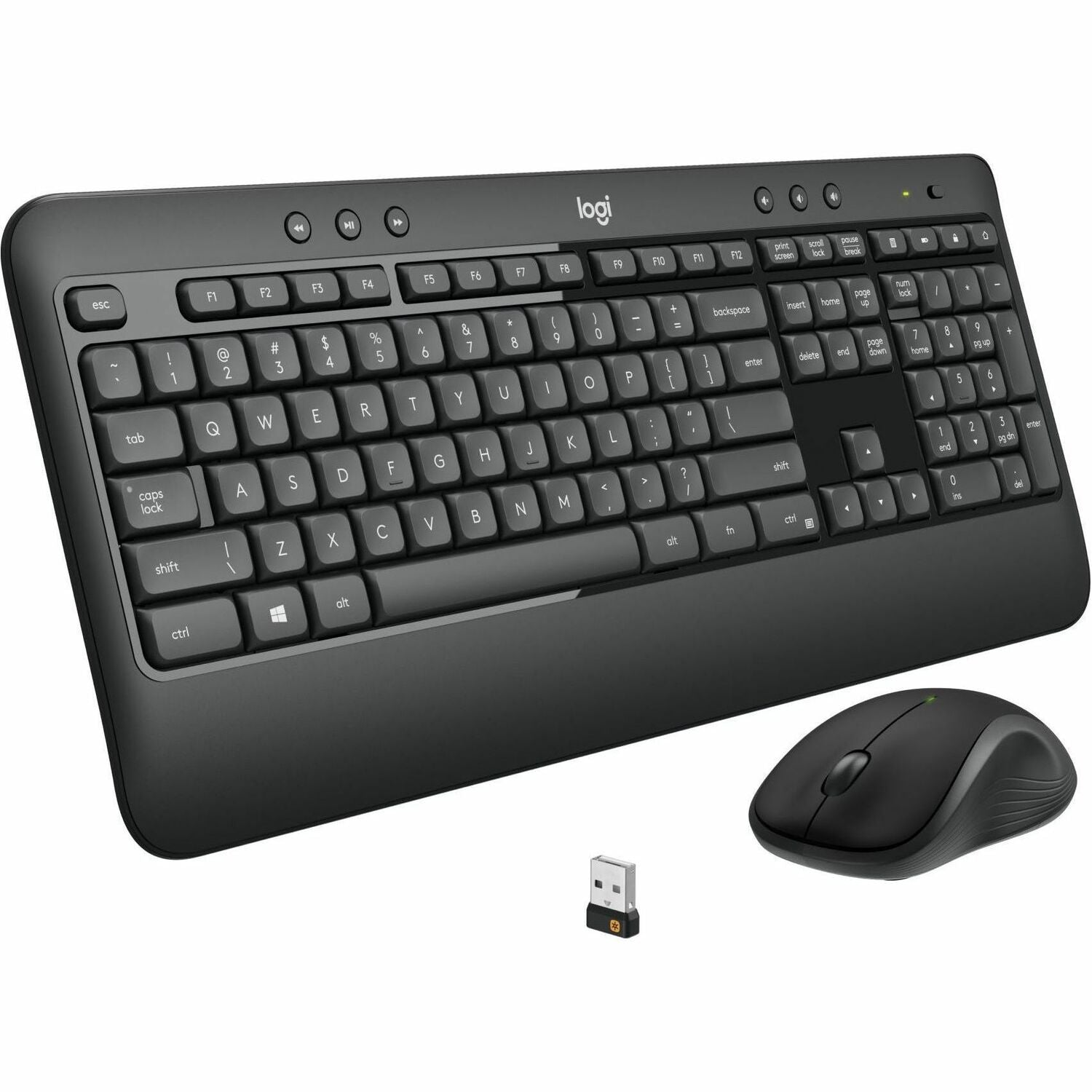 USB Wireless RF Keyboard - Black - USB Wireless RF Mouse - Optical - 1000 dpi - Scroll Wheel - QWERTY - Black - Media Player, Calculator, On/Off Switch, Battery Hot Key(s) - Symmetrical - AA - Compatible with Desktop Computer for PC - 1 Each