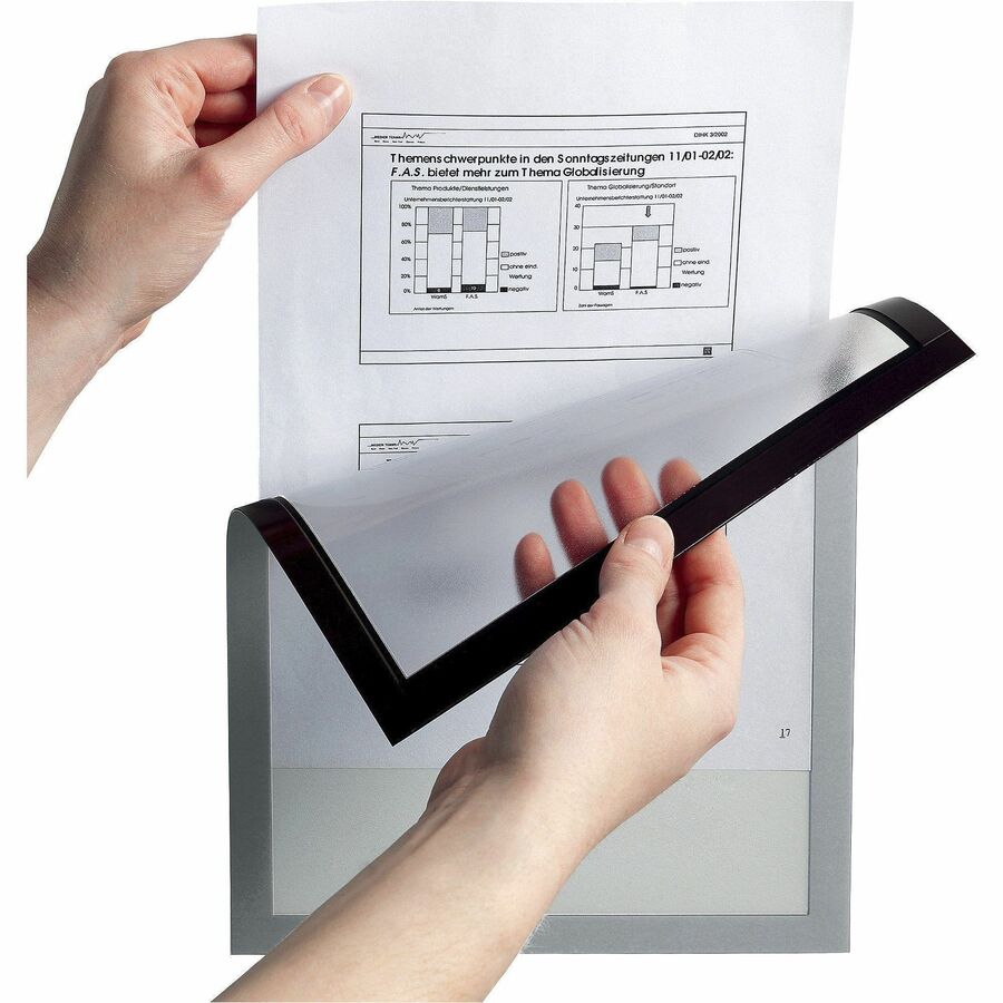 DURABLE DURAFRAME Document Frame - Holds 8.50" x 11" Insert - Rectangle - Surface - Horizontal, Vertical - Sturdy, Magnetic, Self-adhesive - Silver - 2 / Pack