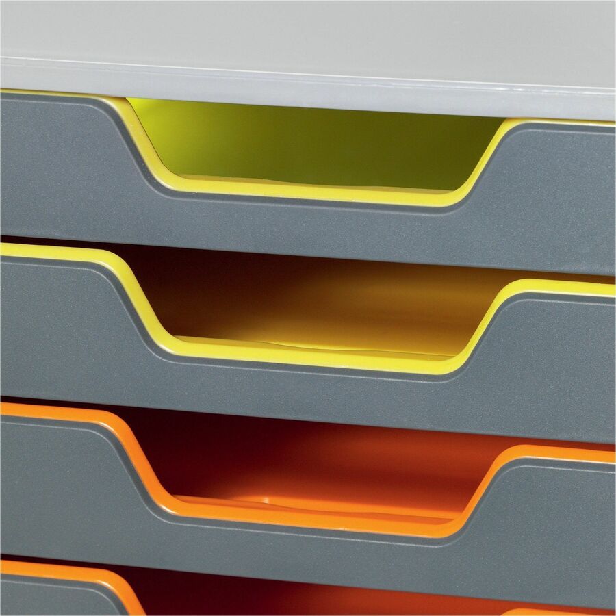 10 Drawer(s) - 11" Height x 11.50" Width x 14" Depth - Labeling Area, Stackable, Non-skid Feet - Gray - Plastic - 1 Each