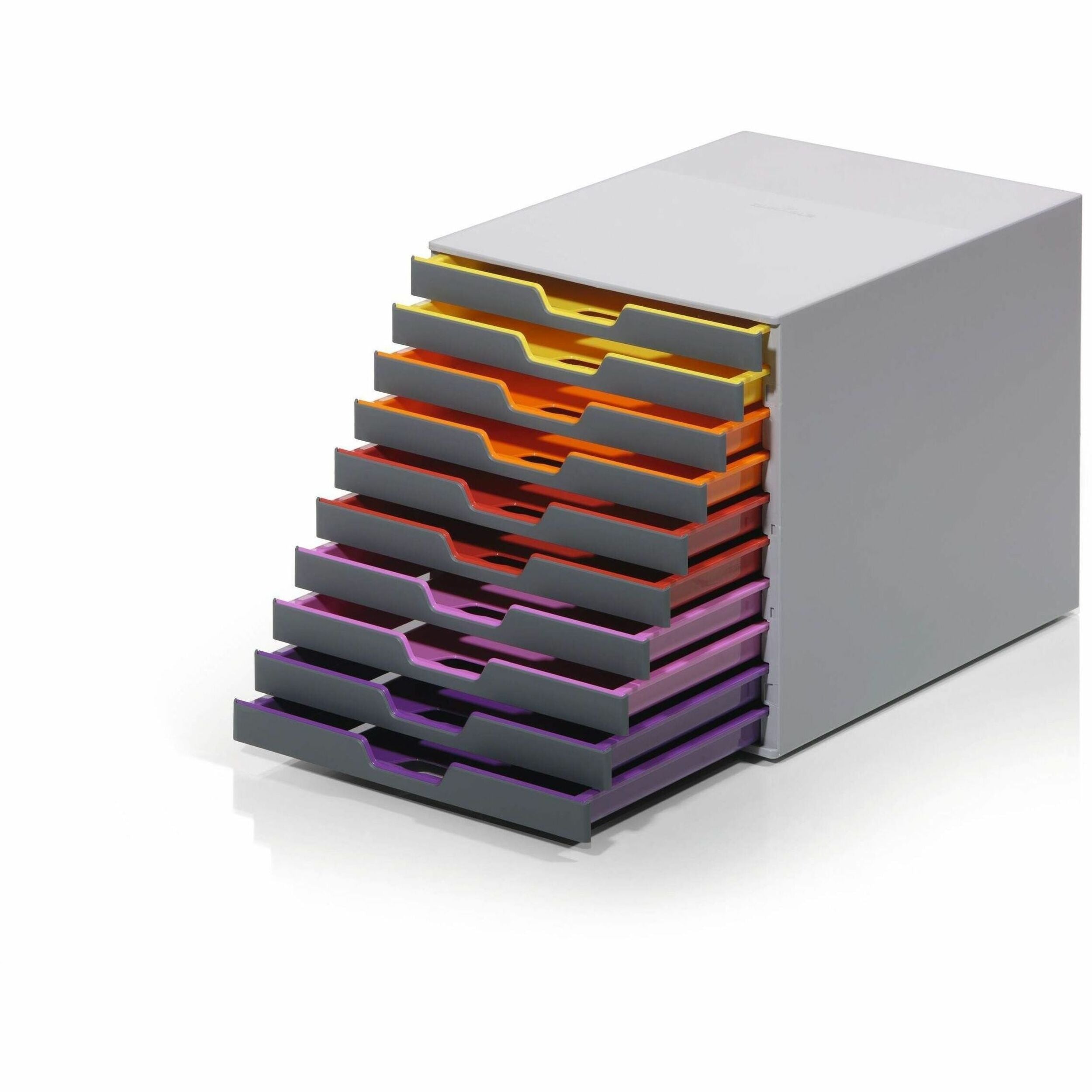 10 Drawer(s) - 11" Height x 11.50" Width x 14" Depth - Labeling Area, Stackable, Non-skid Feet - Gray - Plastic - 1 Each