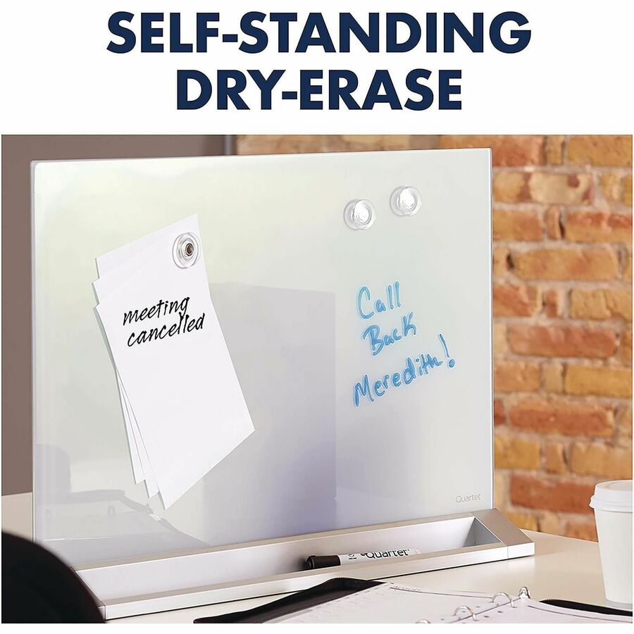 23" (1.9 ft) Width x 17" (1.4 ft) Height - White Glass Surface - Rectangle - Horizontal - Desktop - Magnetic - Frameless, Stain Resistant, Ghost Resistant - 1 Each