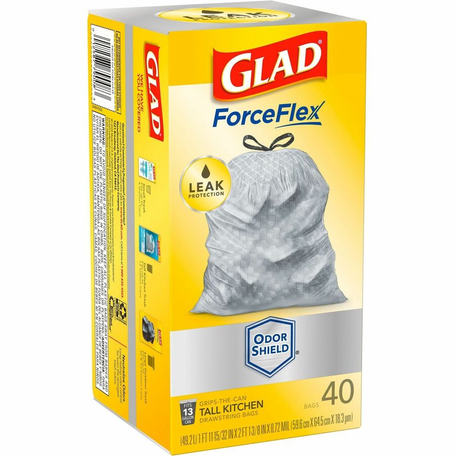 Glad ForceFlex Plus 13 Gal. Tall Kitchen White Trash Bag (40-Count)