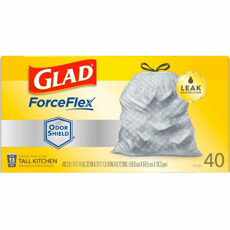 Glad ForceFlex Plus 13 Gal. Tall Kitchen White Trash Bag (40-Count)