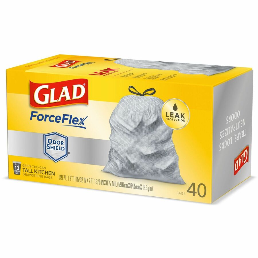Glad ForceFlex Plus 13 Gal. Tall Kitchen White Trash Bag (40-Count)