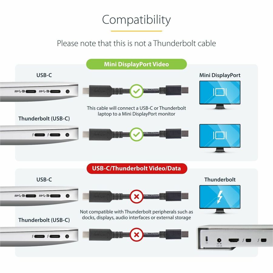 StarTech.com 1.8m / 6 ft USB-C to Mini DisplayPort Cable-USB C to mDP Cable-4K 60Hz-Black