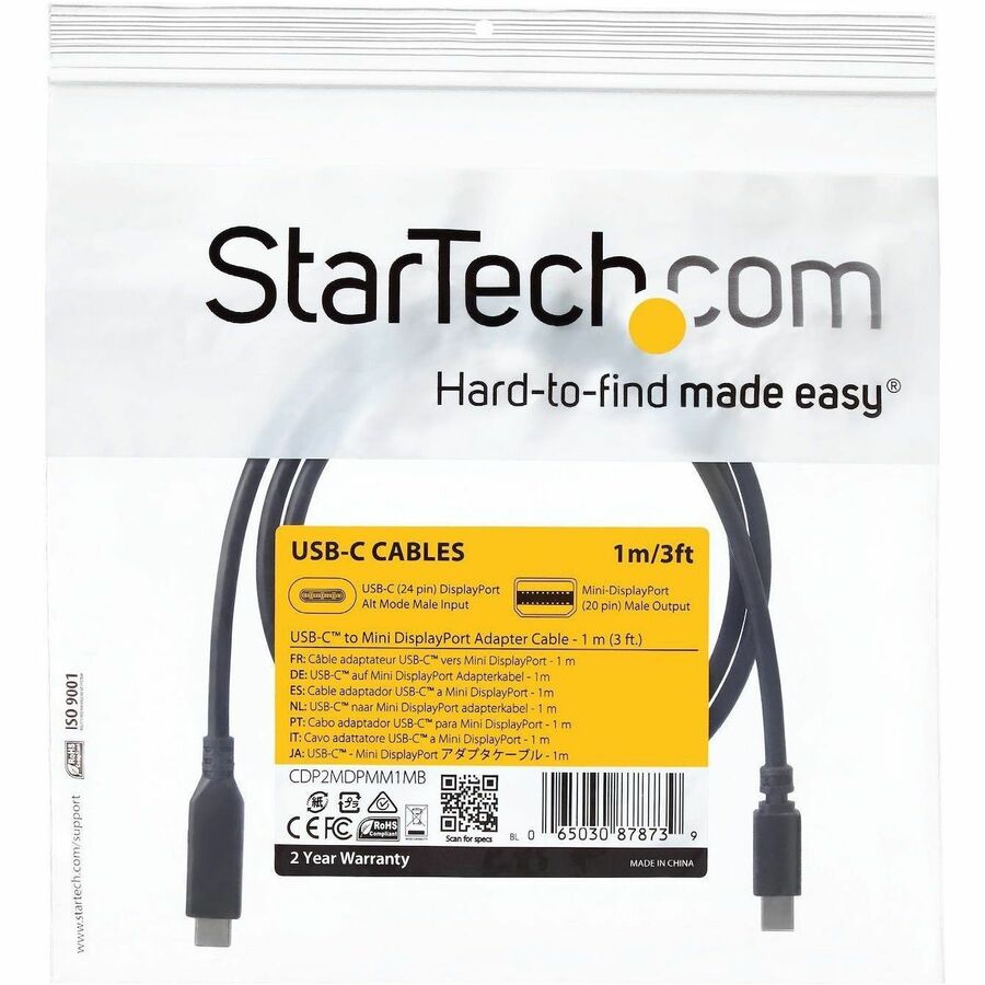 StarTech.com 1 m (3.3 ft.) USB-C to Mini DisplayPort Cable - 4K 60Hz - Black